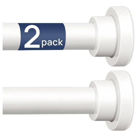 ENJOYBASICS Spring Tension Curtain Rods, 2-Pack — White