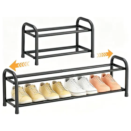 ENJOYBASICS Expandable Metal Shoe Rack — Black