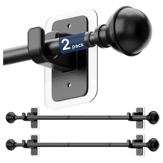 ENJOYBASICS No-Drill Curtain Rods, 2-Pack — Black
