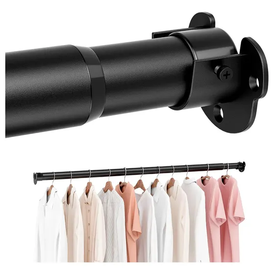 ENJOYBASICS Heavy-Duty Adjustable Closet Rod — Black