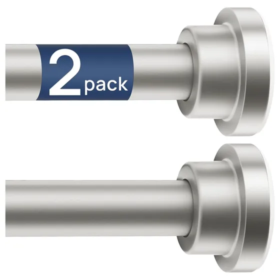 ENJOYBASICS Spring Tension Curtain Rods, 2-Pack — Nickel