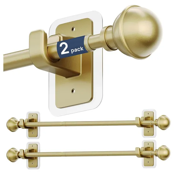 ENJOYBASICS No-Drill Curtain Rods, 2-Pack — Gold