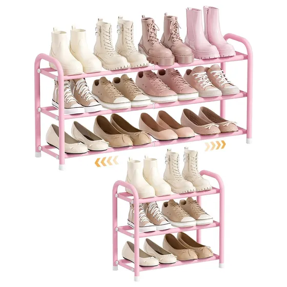 ENJOYBASICS Expandable Metal Shoe Rack — Pink